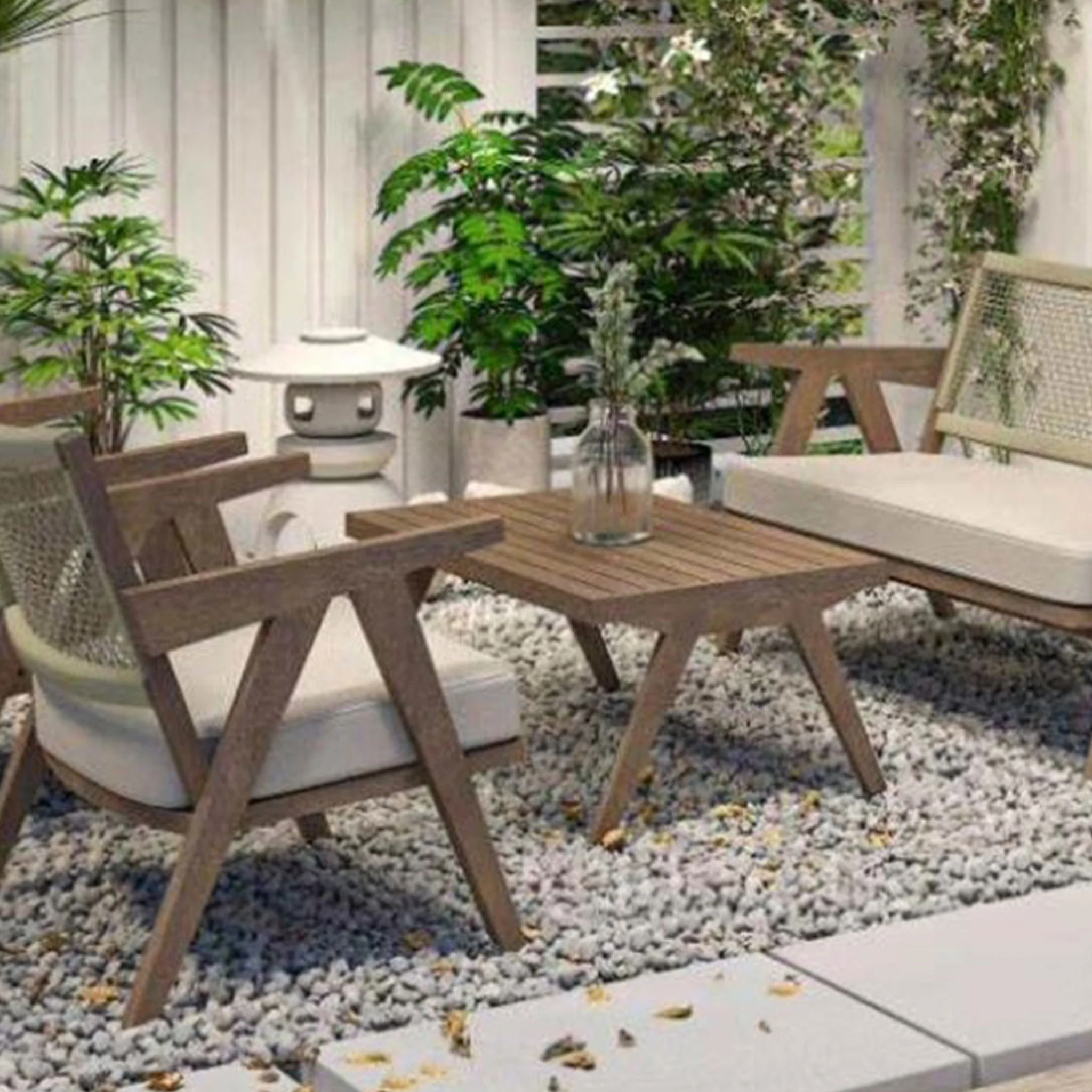 PERTH Set mobilier terasă/grădină, 2 fotolii, canapea și măsuță de cafea - Image 2