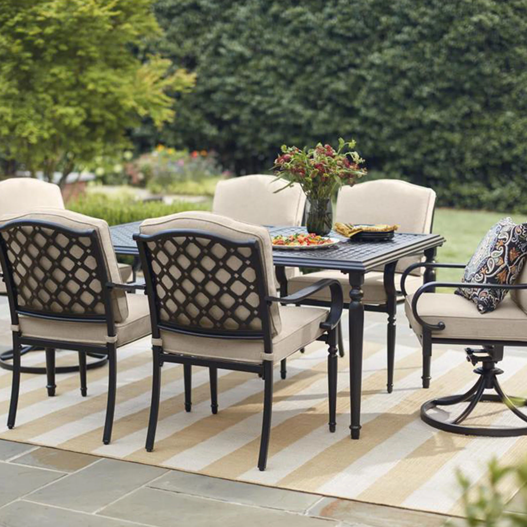 LAUREL Set mobilier terasă/grădină, 4 scaune, 2 balansoare/rotative și masă - Image 10