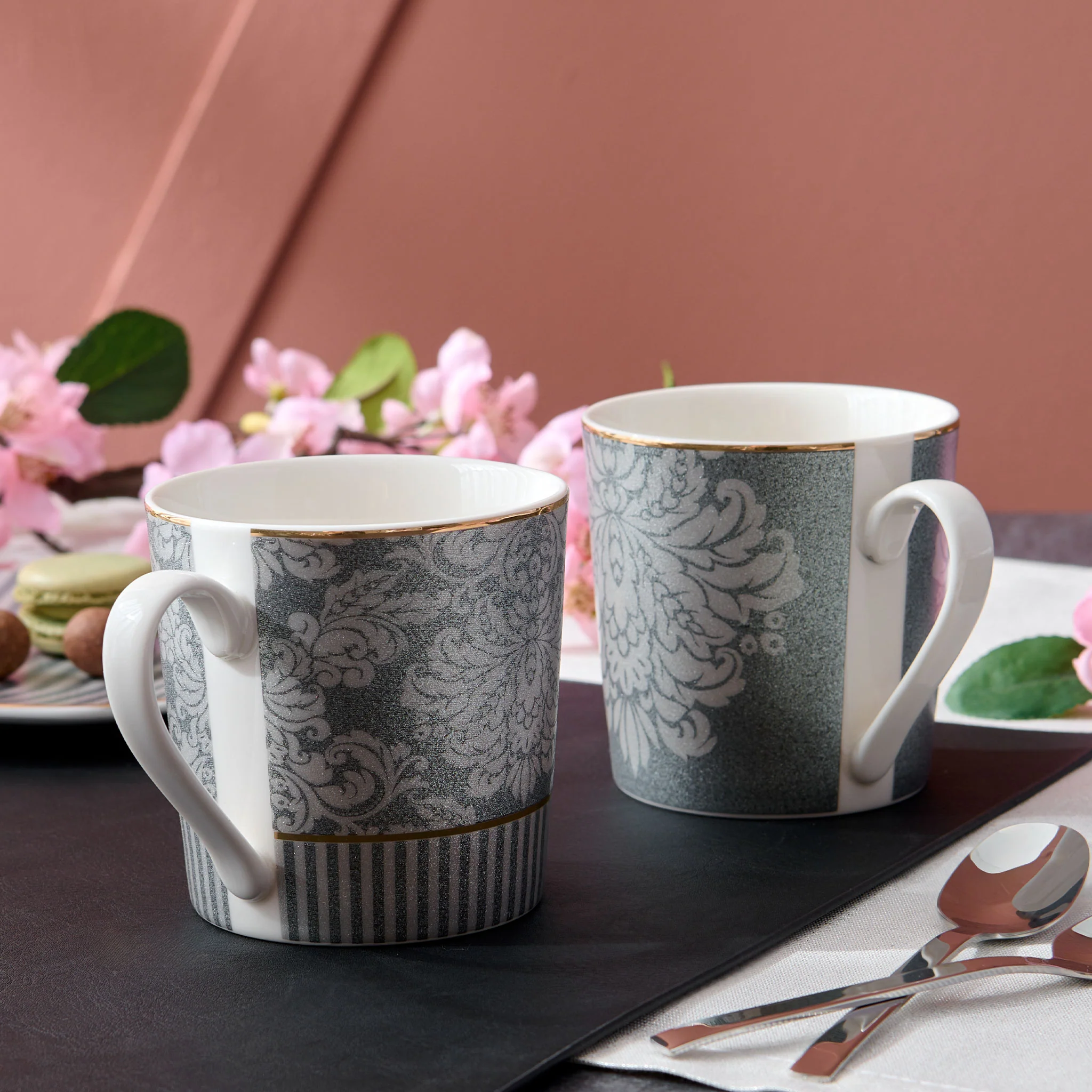 DAMASK Set 2 căni, porțelan, 360ml - Image 2