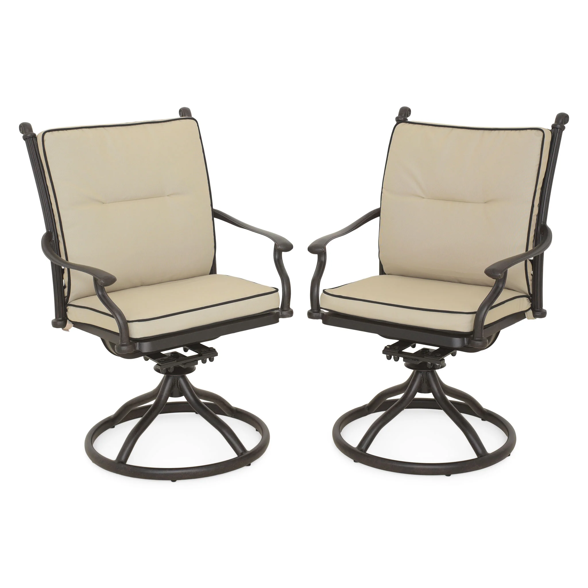 KINGSTON Set mobilier terasă/grădină, 2 scaune balansoare/rotative