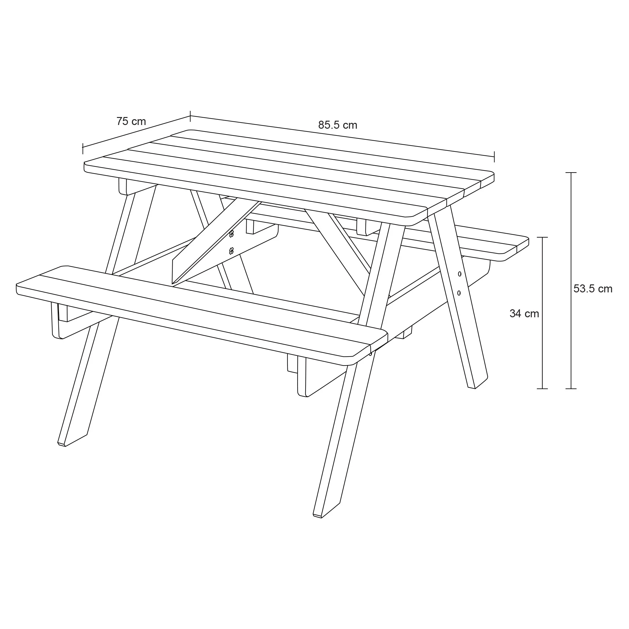 KIDS PICNIC Set mobilier terasă/grădină, masă pliabilă, 2 banchete - Image 10